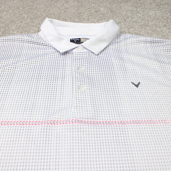 Callaway Opti-Dri Polo Shirt Mens 2XL XXL White Geometric Golf Short Sleeve - Picture 4 of 12